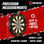 Ruthless Hot Shot Dart Board  Endurance Round Wire Sisal Dartboard Including 2 Sets Of Steel Tip Darts (Db073)