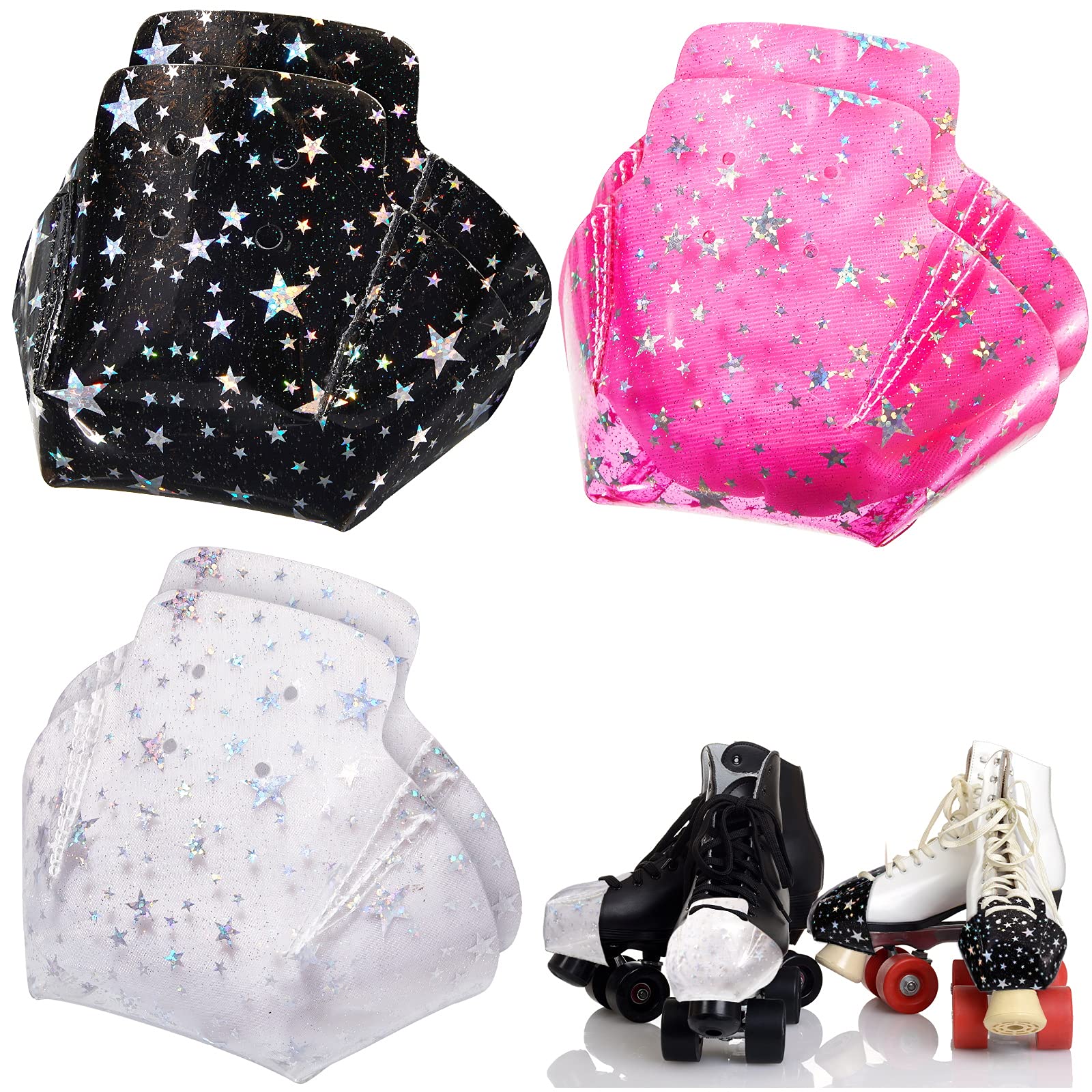 SATINIOR 6 Pieces Toe Cap Guards Protectors Toe Guards Roller Skates PVC Skate Toe Caps Roller Toe Guards for Quad Roller Skates