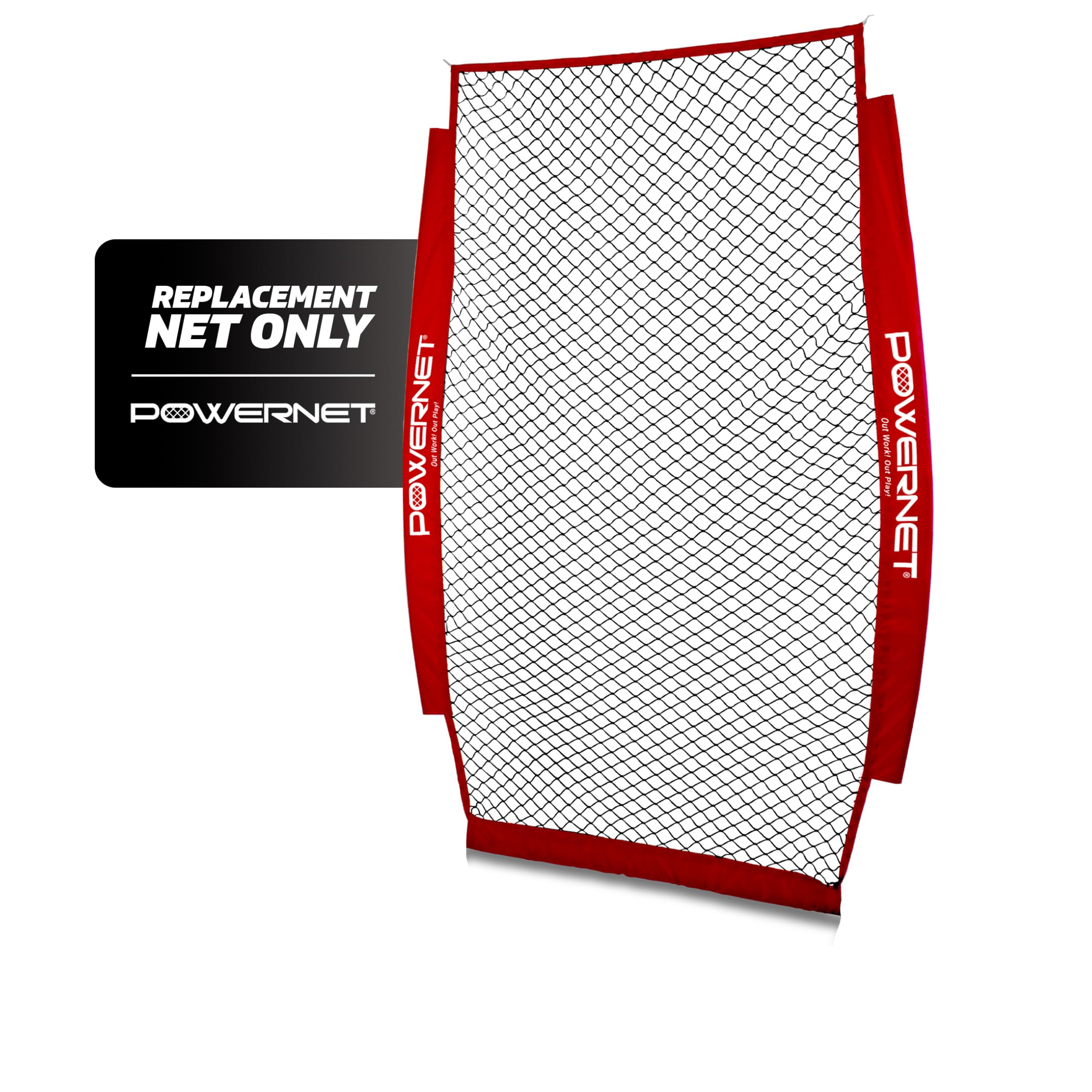 PowerNet 4x7 FT Portable Pitching I-Screen NET ONLY, Softball Baseball Pitcher Protection, Practice Net for Pitching and Hitting