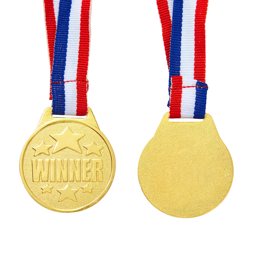 Juvale 12 Pack Gold Winning Participation Medal Awards For Contests With Neck Ribbon For Sports, Competitions, Tournaments, Spel
