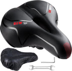 Youngdo Bike Seat - Comfortable Gel Foam Padded Leather Bicycle Seat, Wide Bike Saddle Cushion For Women And Men, Universal Fit,