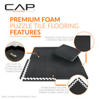 Cap Barbell 1/2-Inch Interlocking Eva Foam Exercise Puzzle Mats - 1 Pack | 24'' X 24'' X 1/2'' | T Pattern - Blue