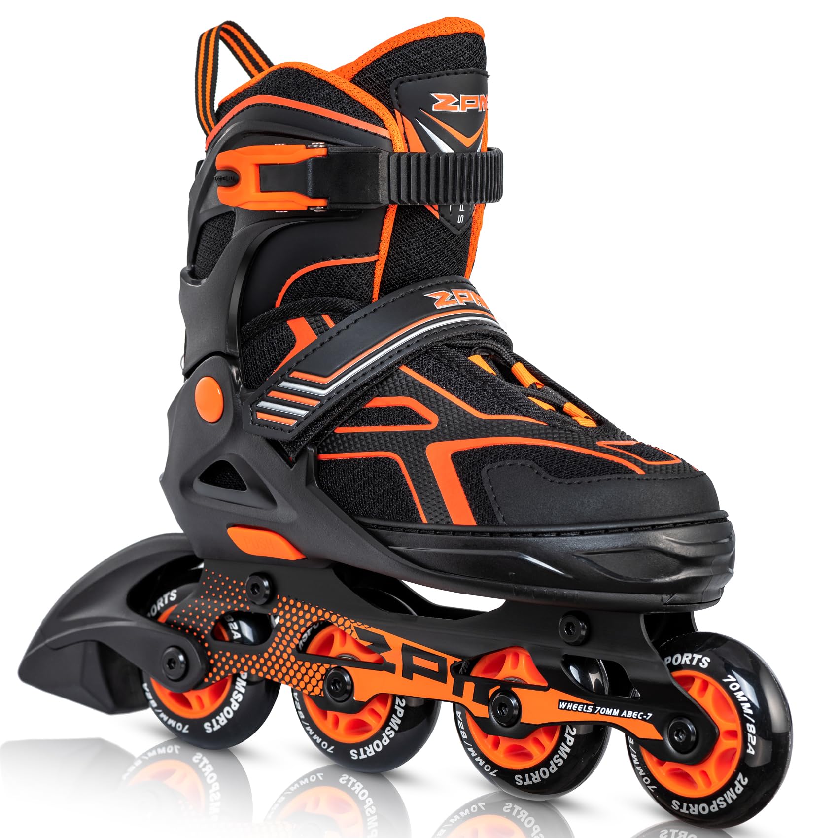 2Pm Sports Torinx Boys Adjustable Inline Skates, Fun Beginner Roller Skates For Kids, Youth, Girls, Men And Women - Orange Large
