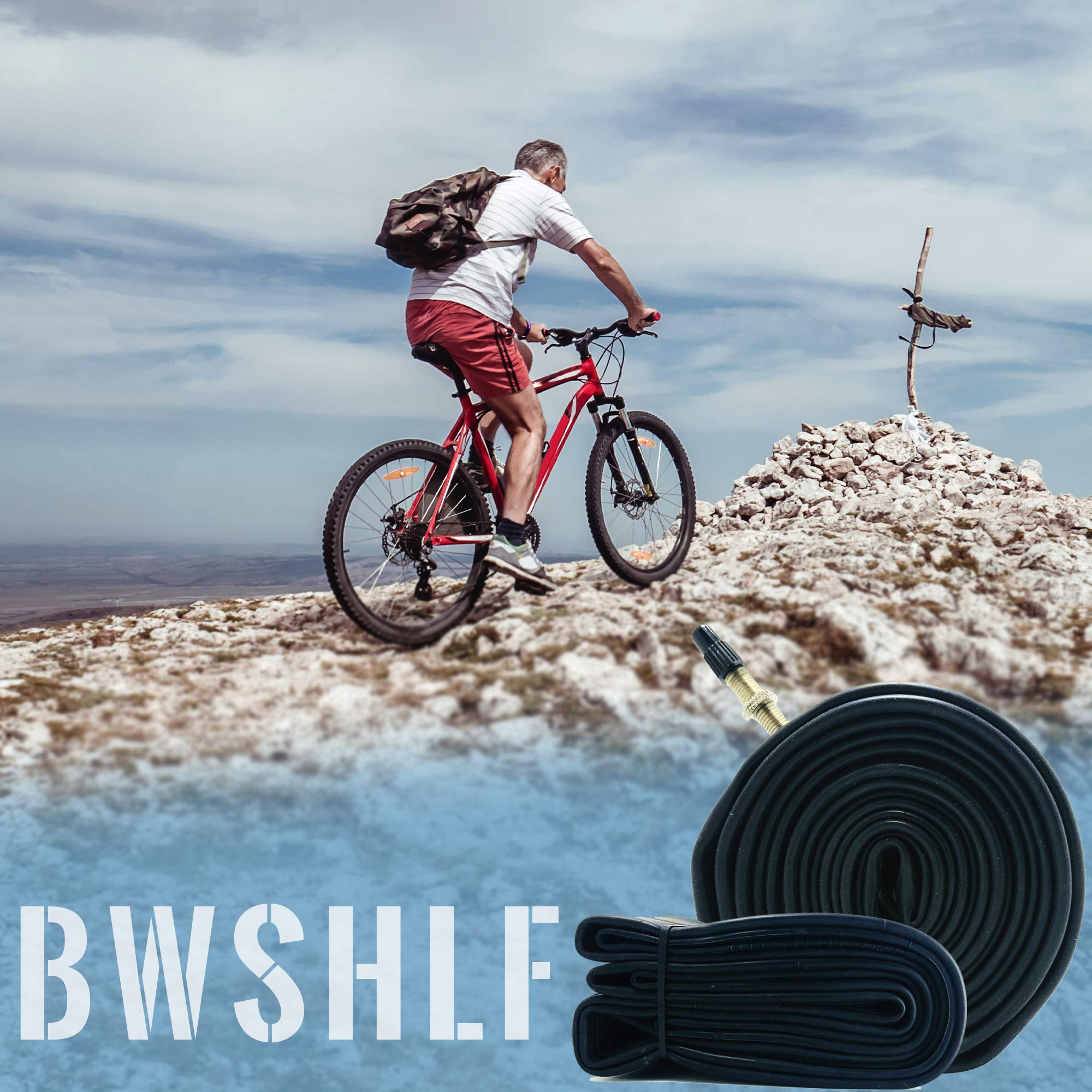 Bwshlf 27.5'' Bike Tubes (4 Pack), Mtb Schrader Valve 35Mm, Bicycle Replacement Durable Butyl Rubber Fit 27.5X2.1/2.4