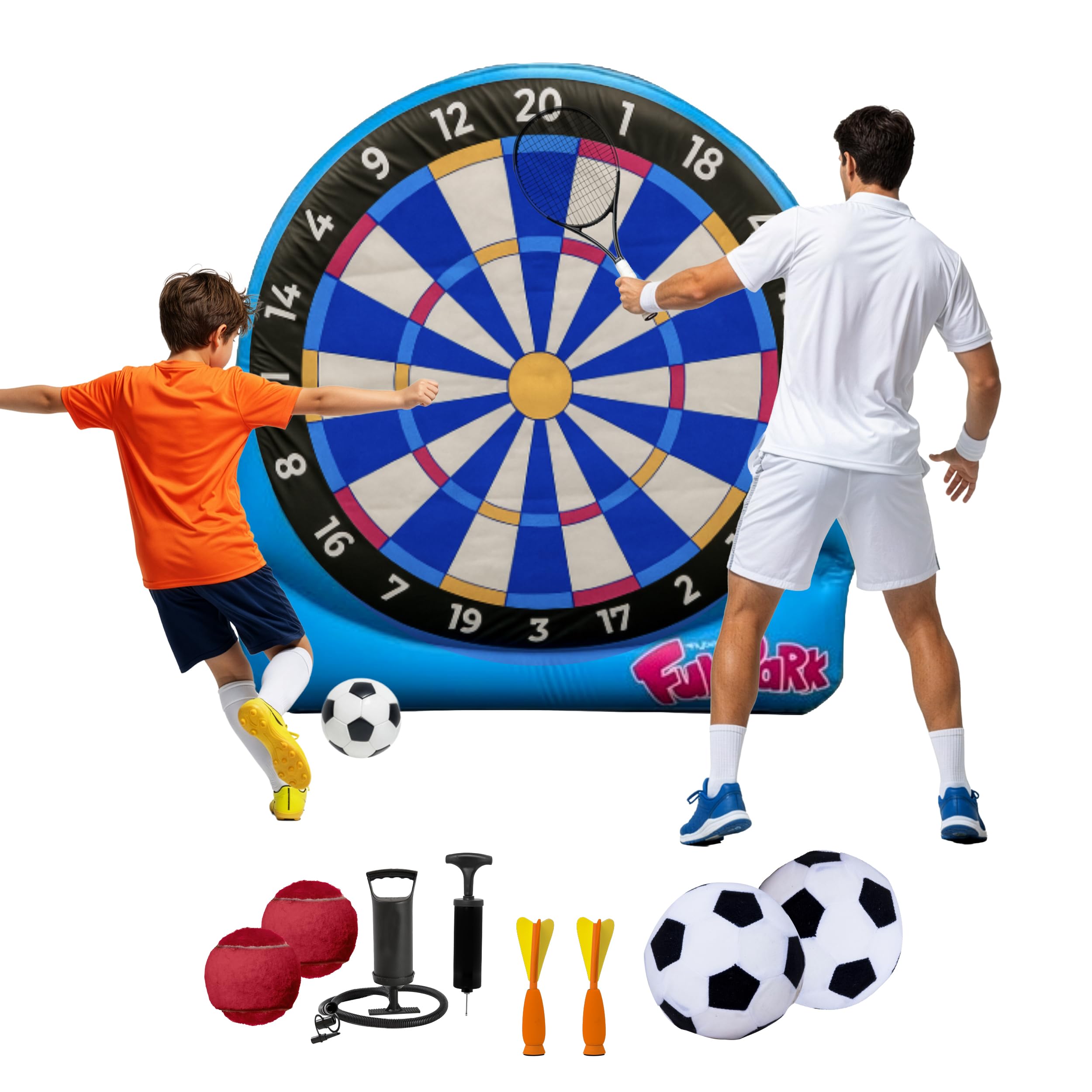 Flybar FunPark Giant Inflatable Dartboard Game for Kids - Outdoor Target Toy with Velcro Darts & Balls - Backyard Sports Set for