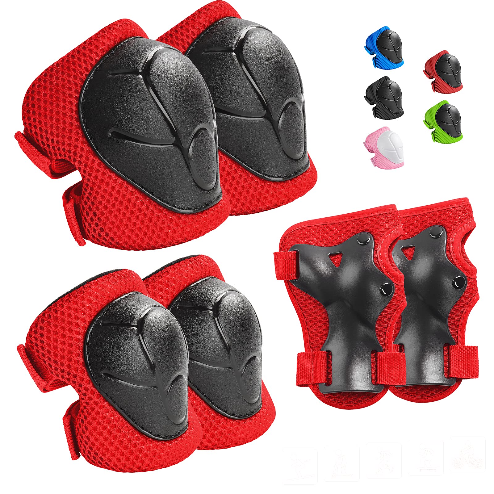 Wemfg Kids Protective Gear Set Knee Pads For Kids 7-13 Years Toddler Knee And Elbow Pads With Wrist Guards 3 In 1 For Skating Cy