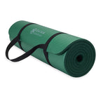 Gaiam Essentials Thick Yoga Mat Fitness & Exercise Mat With Easy-Cinch Carrier Strap, Green, 72''L X 24''W X 2/5 Inch Thick
