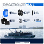 Five Oceans Boat Fenders Complete Set - Includes 4-Pack 4.5 X 16-Inch, Blue - Boat Bumpers Clips, Dock Lines 3/8'' X 15' - 4 Rop