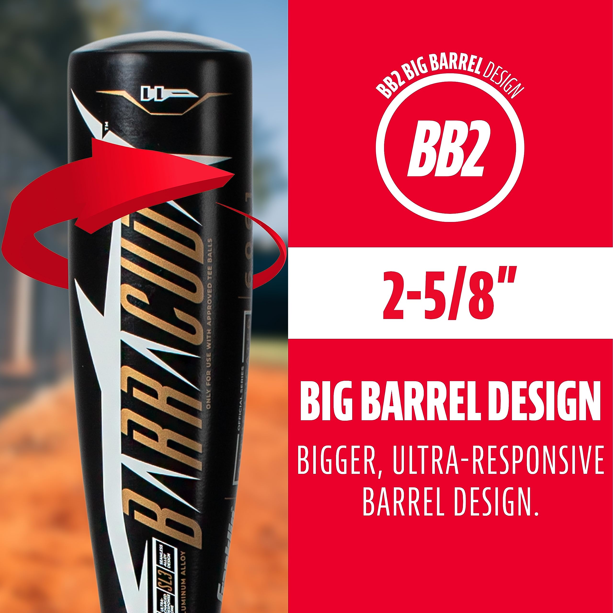 Franklin Sports Teeball Bat - Barracuda Metal Teeball Bat (-11) - Usa Baseball Approved - 2 5/8'' Barrel - 24 In./13 Oz.