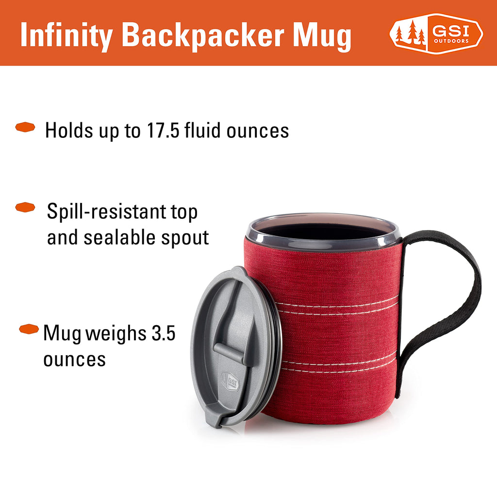 Gsi Outdoors Backpacker Neoprene Mug I Infinity Lightweight Bpa-Free Mug For Camping & Outdoors, 17 Unces