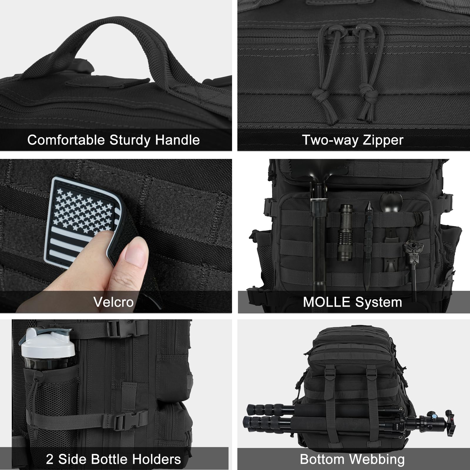 kookoomia 50L Military Tactical Backpack Large Day Backpack for Men Molle Army 3 Days Assault Pack Bug Out Bag Water Resistant a