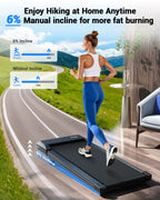 Deerrun Walking Pad 2 In 1 Under Desk Treadmill, 2.5Hp Low Noise Walking Pad Running Jogging Machine With Remote Control For Hom
