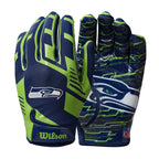 Wilson Nfl Stretch Fit Football Gloves - Seattle-Youth (Wtf9327Se)