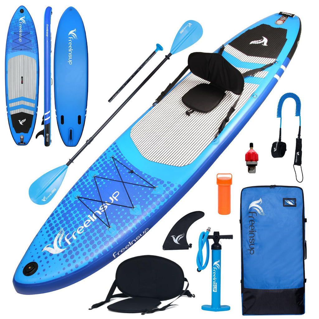 Freein Inflatable Stand Up Paddle Board ,Capacity 2-In-1 Sup/Kayak With Adjustable Seat ,Electric Pump Adapter ,Non-Slip Diamond