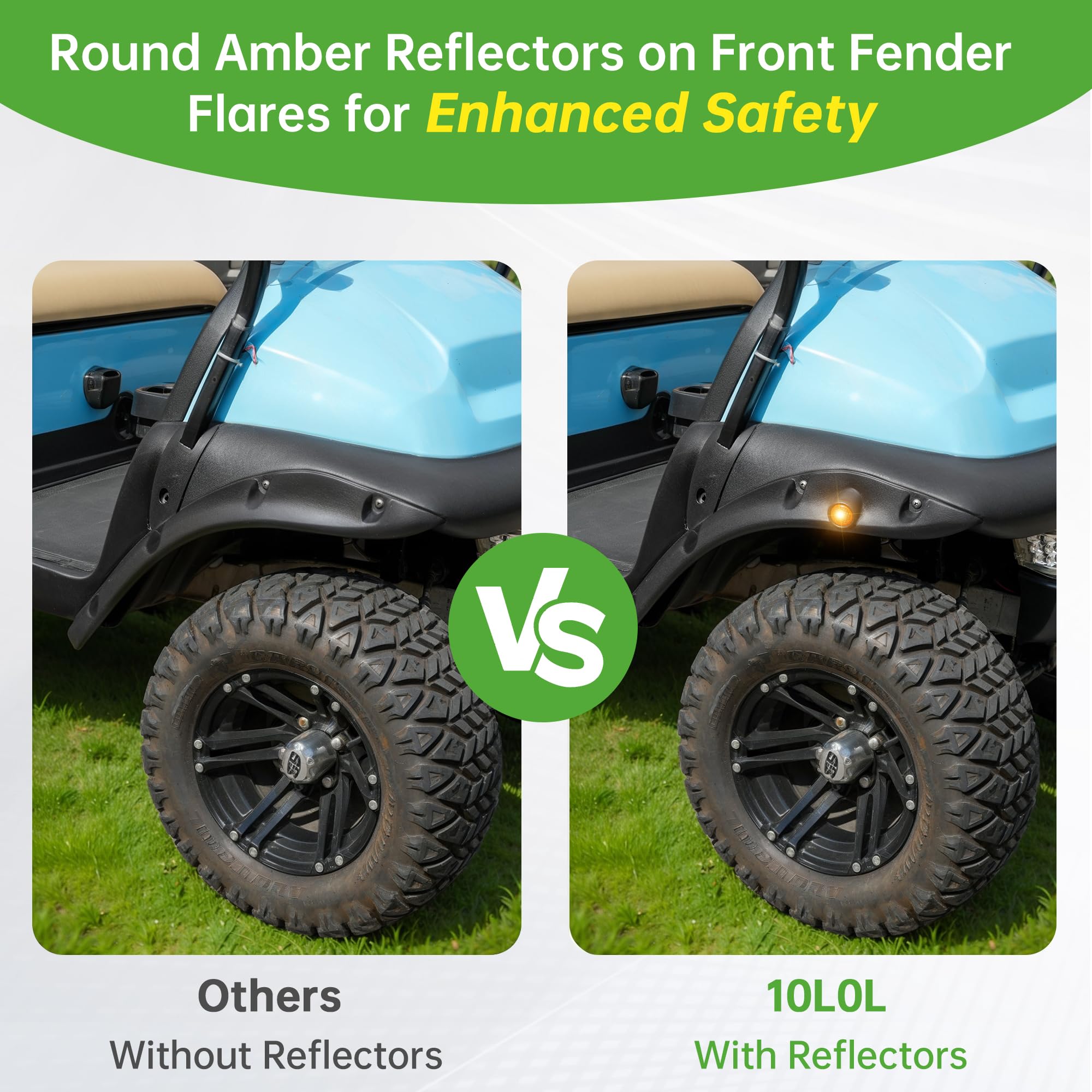 10L0L Golf Cart Standard Fender Flares Front And Rear For Club Car Precedent Golf Carts With Metal Hardware (Set Of 4)