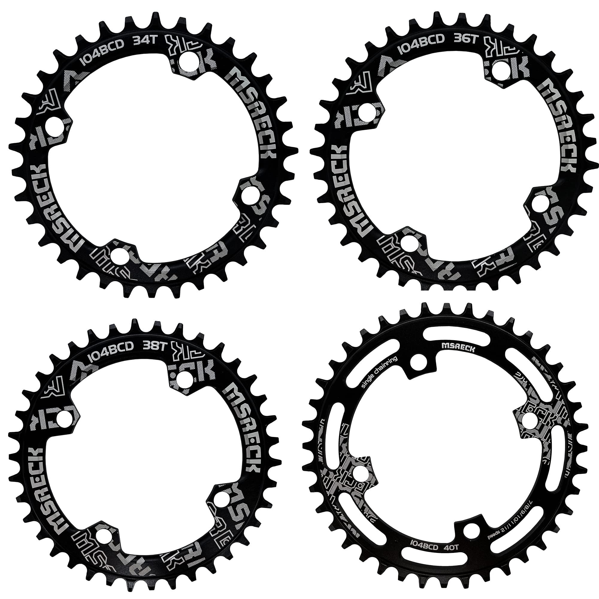 Msreck Round Oval Chainring 104 Bcd 32T 34T 36T 38T 40T 42T 44T 46T 48T 50T 52T Narrow Wide Single Chain Ring For Road Bikes, Mo