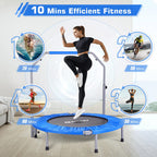 BCAN 40/48 Foldable Mini Trampoline Max Load 330lbs/440lbs, Fitness Rebounder with Adjustable Foam Handle, Exercise Trampoline f