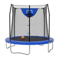 Skywalker Trampoline Outdoor Jump N' Dunk 8 FT, 12 FT, 15 FT, Round Outdoor Trampoline with Net, Trampoline Mat, and Basketball 