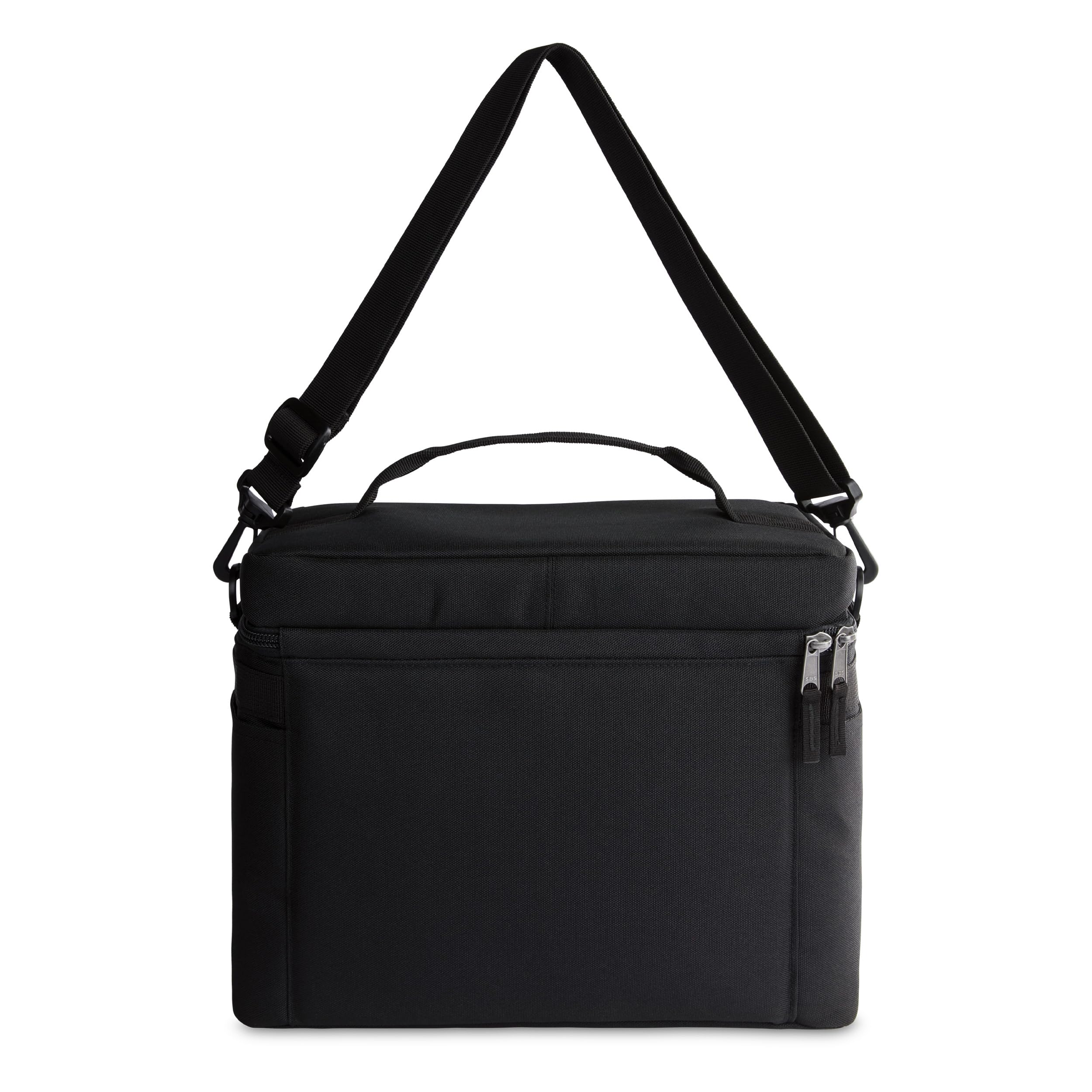PackIt Freezable Newport Cooler, Black, Collapsible, Reusable, Built with ECOFREEZE Technology, Wide Top Opening, Double Zip Clo