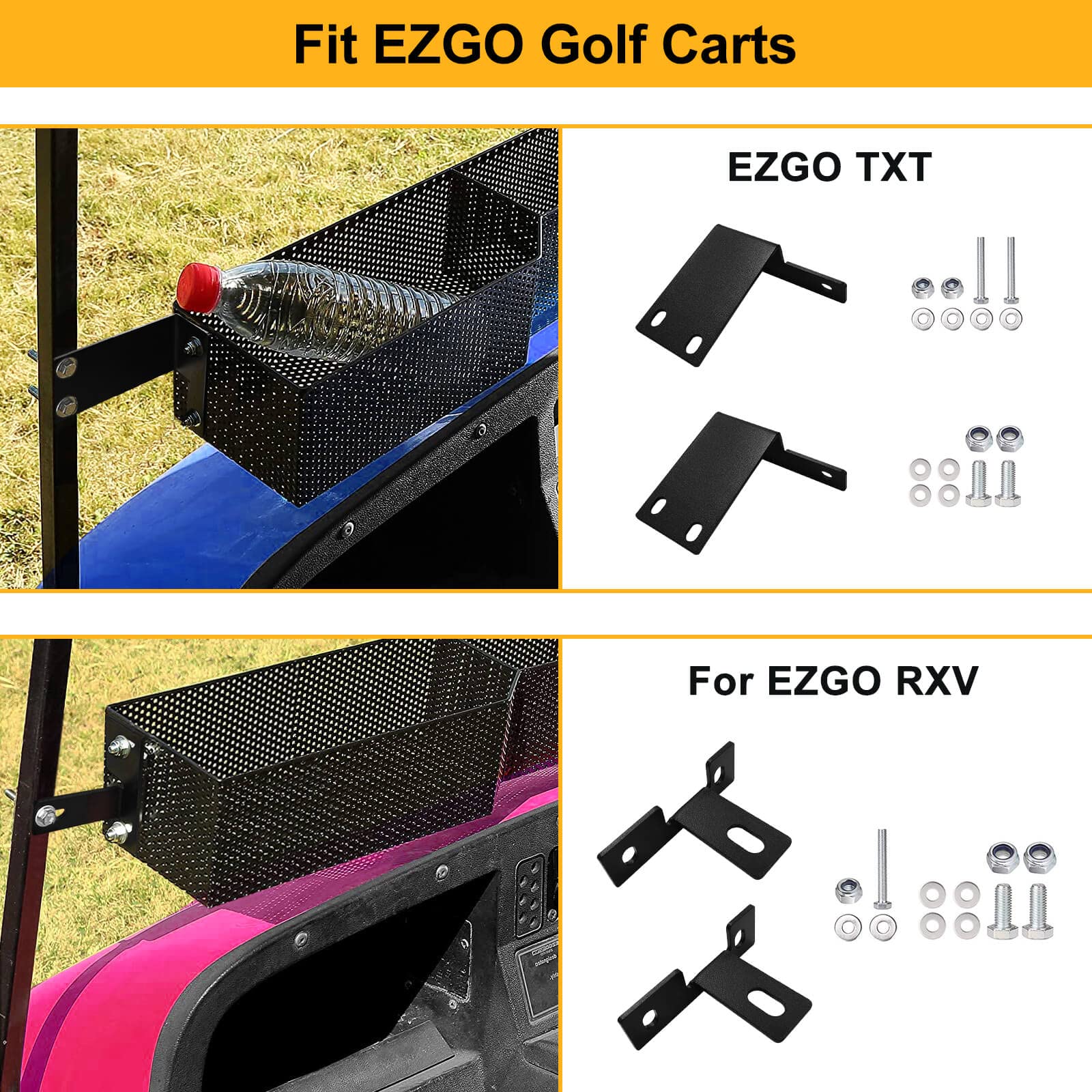 Leapgomax Golf Cart Basket Front Inner Fit Ezgo Txt & Rxv, Club Car Precedent&Ds (2000 Up) Golf Carts, Heavy Steel Mesh Durable