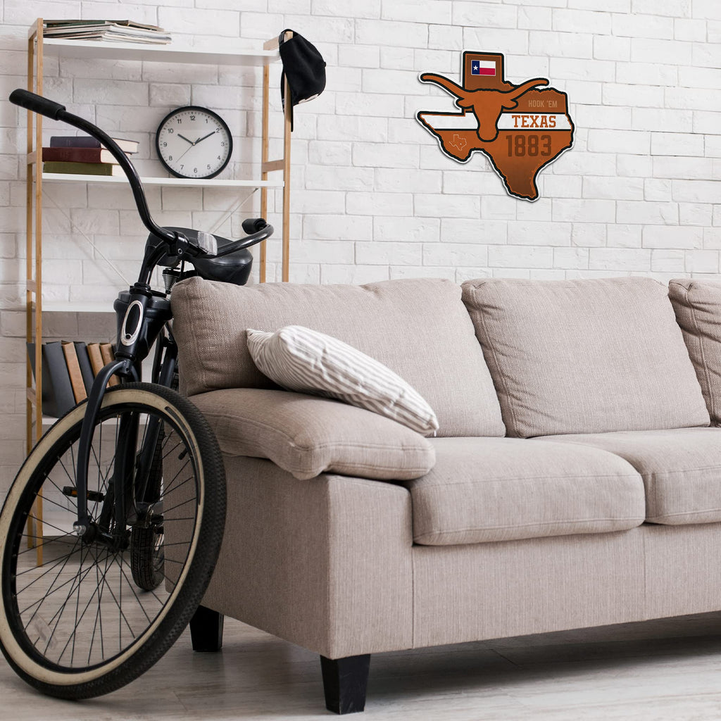 Rico Industries Ncaa Texas Longhorns State Shape Shape Cut Pennant - Home And Living Room D  Cor - Soft Felt Ez To Hang