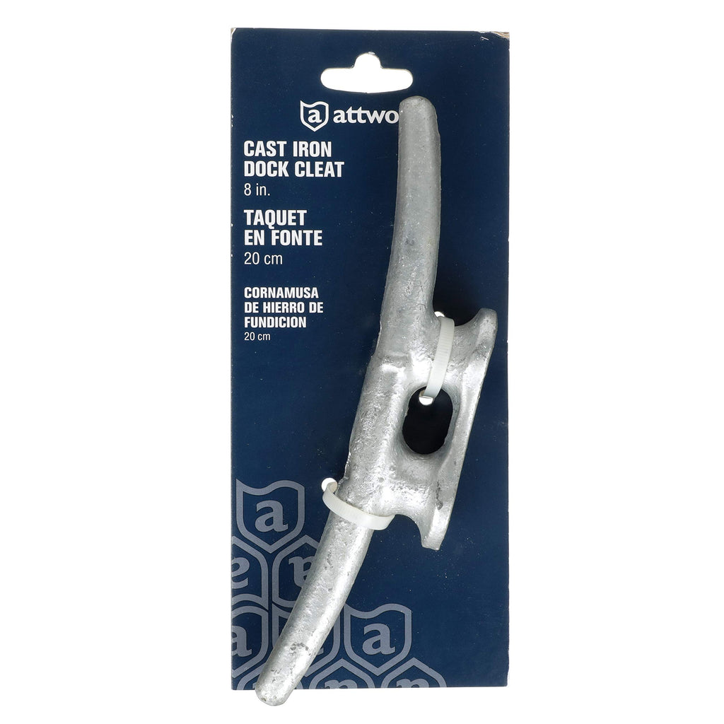 Attwood 12102L3 Cast Iron Cleat - 8 In. Long, 1 1/8 In. Wide, 1 5/8 In. High, Requires Two (2) 3/8-In. Fasteners, Silver