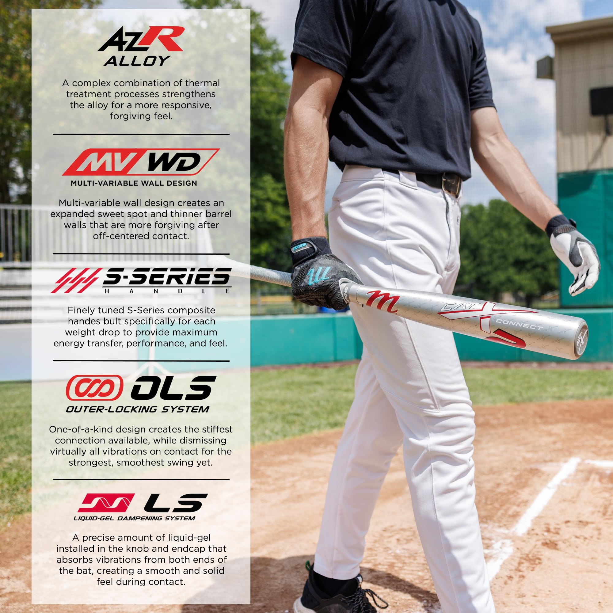 Marucci CATX2 Connect Baseball Bat, 2 5/8 Barrel, -3 Drop, BBCOR, End-Loaded
