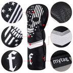 Caiobob Mytag Golf Skull Skeleton Head Cover Golf Club Black Leather Headcovers Set Fits Driver Fairway Wood Hybrid (1Pc Fairway