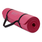 Gaiam Essentials Thick Yoga Mat Fitness & Exercise Mat With Easy-Cinch Carrier Strap, Pink, 72''L X 24''W X 2/5 Inch Thick