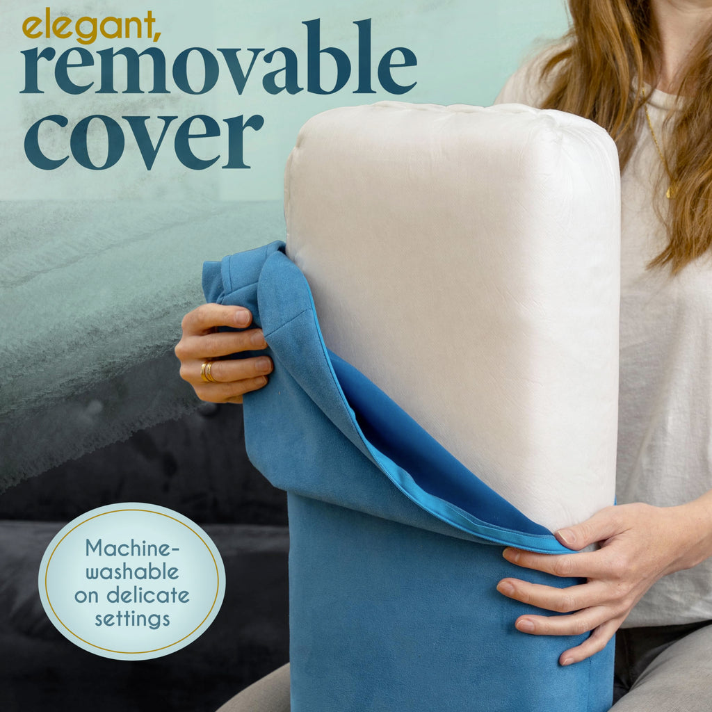 Florensi Yoga Bolster Pillow - Luxurious Velvet Bolster For Restorative Yoga - Large Rectangular Cushion With Carry Handle - Sup