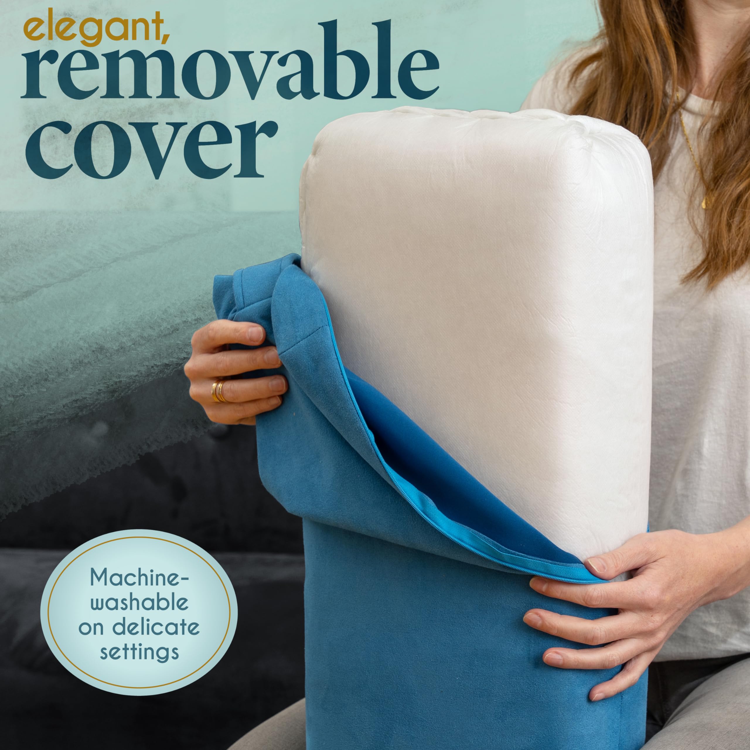 Florensi Yoga Bolster Pillow - Luxurious Velvet Bolster For Restorative Yoga - Large Rectangular Cushion With Carry Handle - Sup