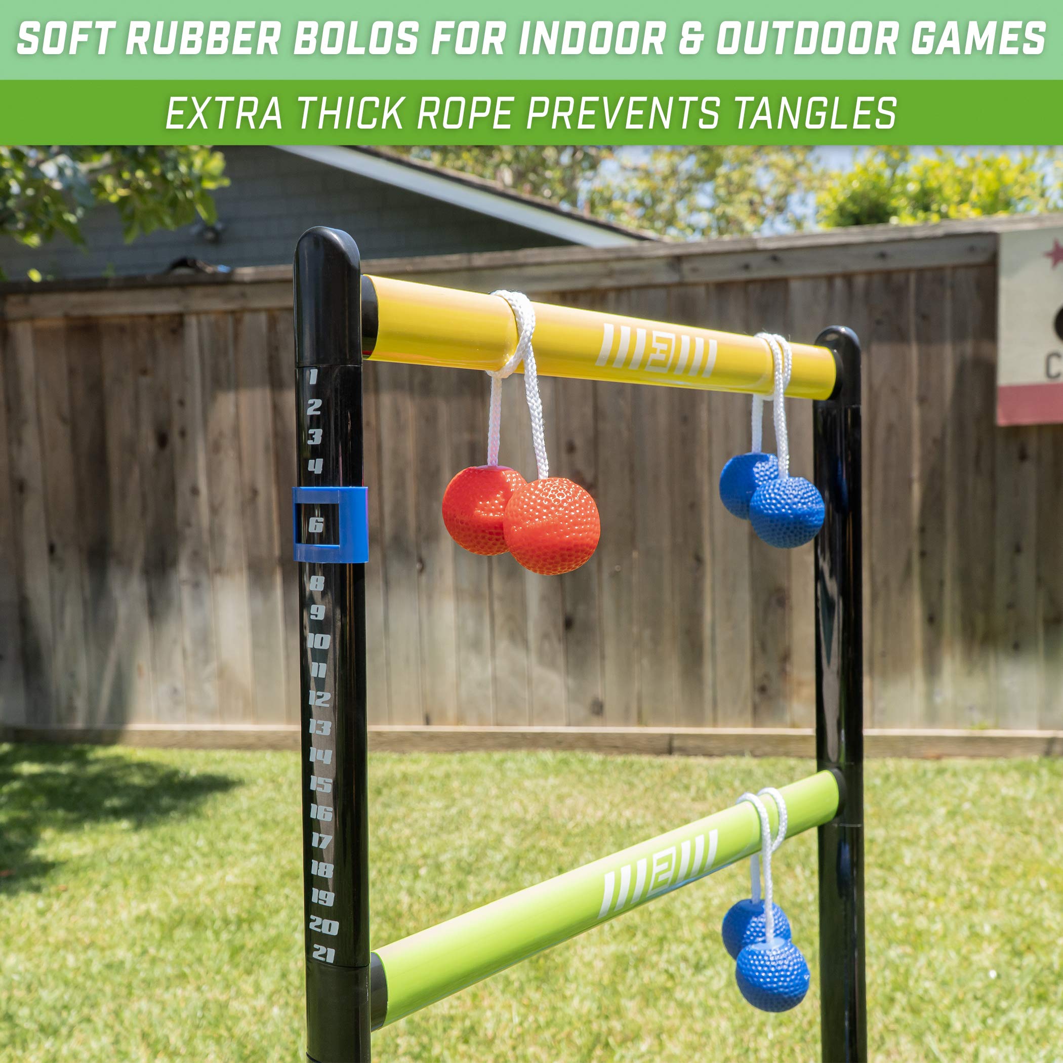 Gosports Pro Grade Ladder Toss Indoor/Outdoor Game Set With 6 Soft Rubber Bolo Balls, Travel Carrying Case