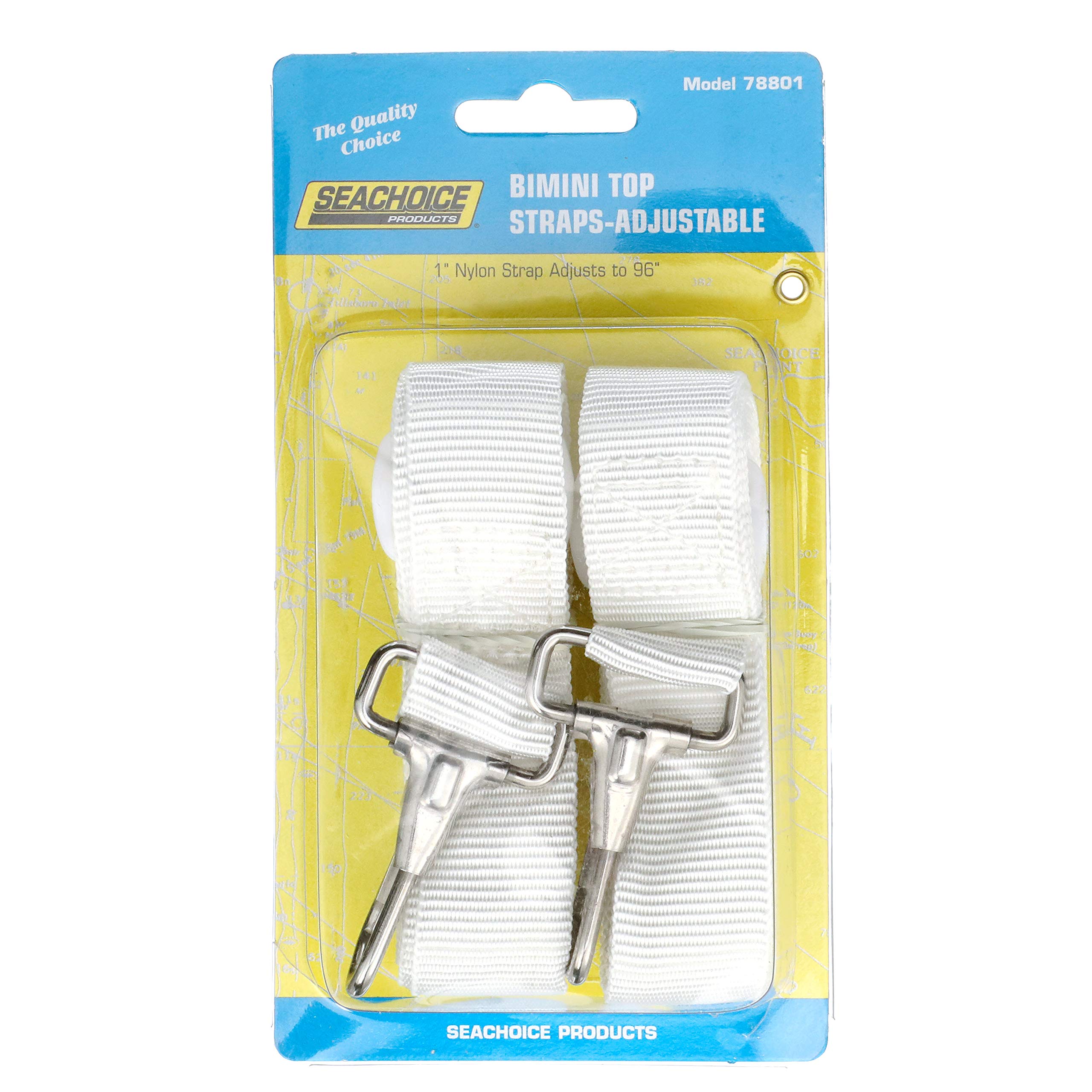 Seachoice 78801 Adjustable Bimini Top Straps - White