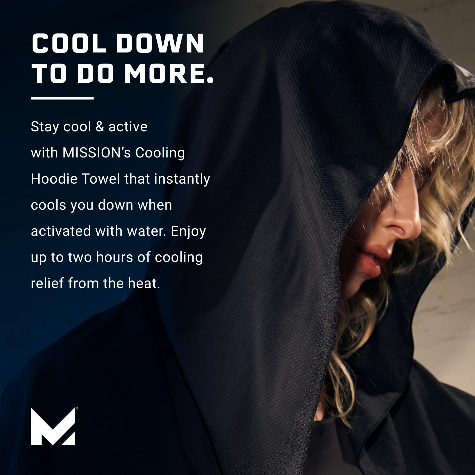 Mission Cooling Hoodie Towel, Black - Soft, Durable Microfiber - Cools Up To 2 Hours - Upf 50 Sun Protection - Machine Washable