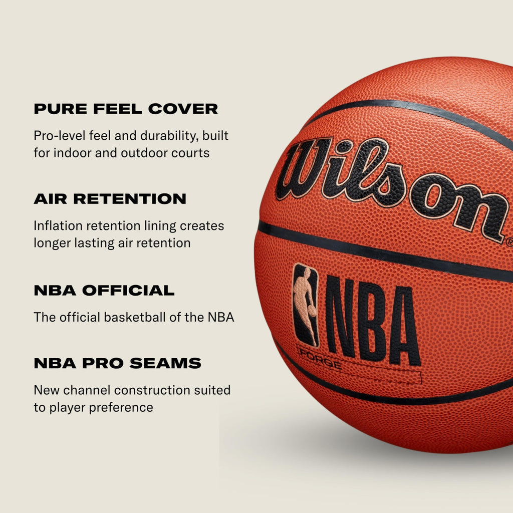 Wilson NBA Forge Wow Indoor/Outdoor Basketball - Black/Grey, Size 7-29.5