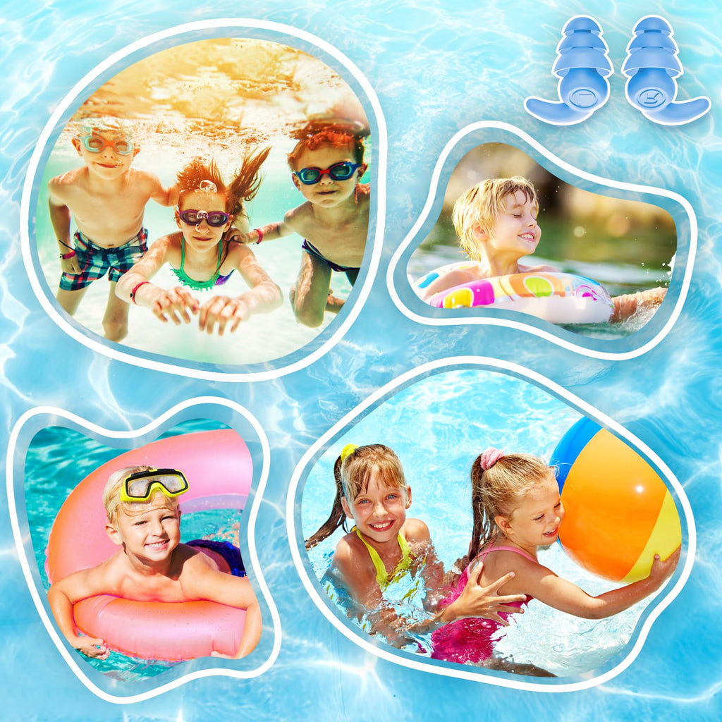 Waterproof Swimming Ear Plugs For Kids, 3 Pairs Soft Silicone Reusable Earplugs, Ear Protection For Showering Swimming For Child