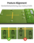 5.2x4FT 21-45mm Dual-Turf Golf Mat with Ball Tray, Thickened Golf Hitting Mat with 9 Hitting Holes, Alignment Aid, 10mm Thick Pr