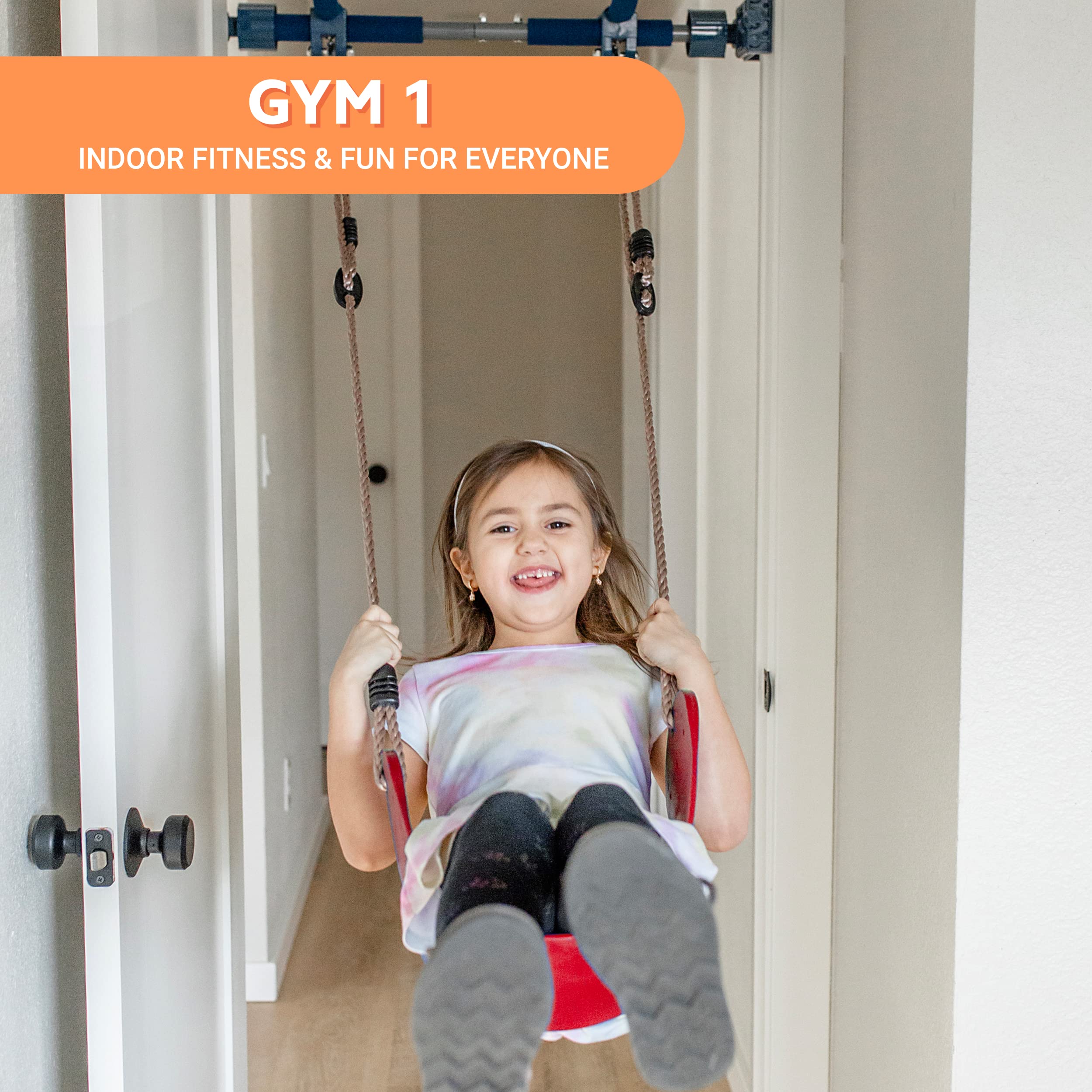Gym 1 Deluxe Doorway Swing Set - All-In-One Indoor Gym And Playground For Kids And Adults - Two Attachments For Fun And Fitness