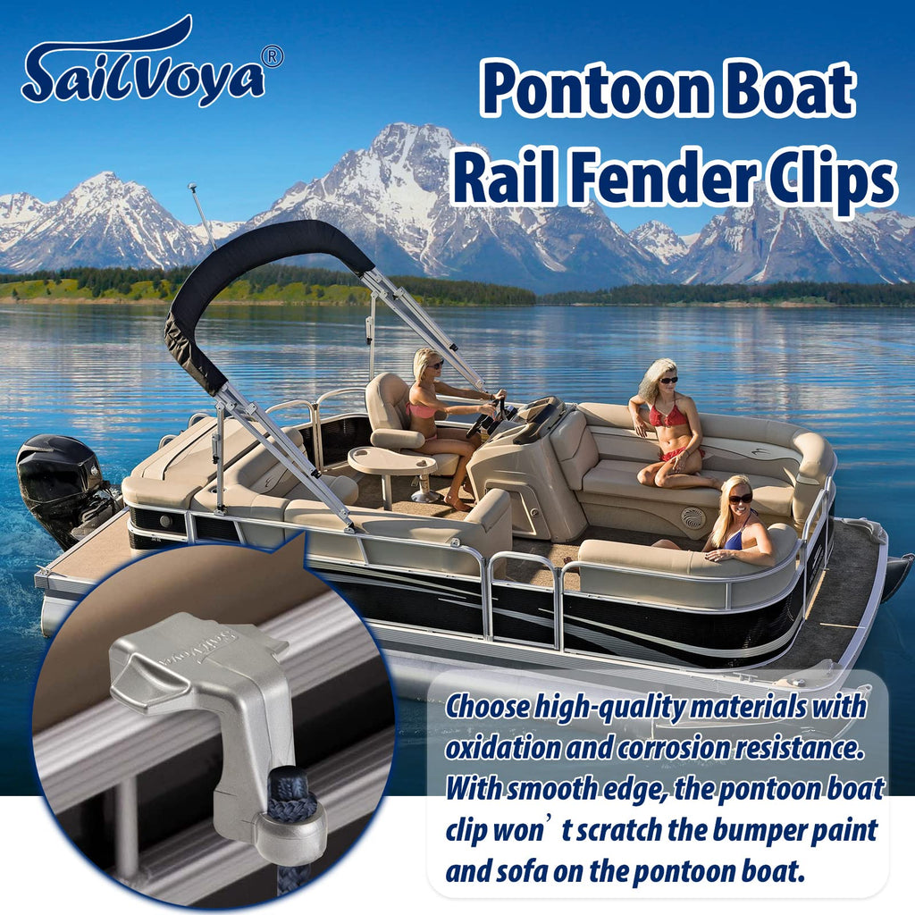 Boat Bumper Clips, Pontoon Boat Fender Clips For Docking, Pontoon Boat Square Rail Fender Hangers/Adjusters/Clips Work With Pont