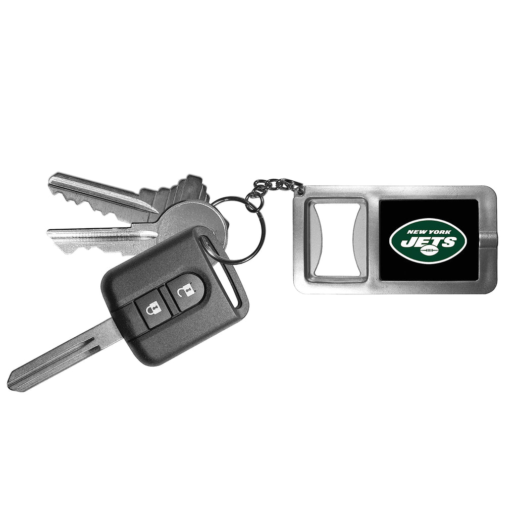 NFL Siskiyou Sports Fan Shop New York Jets Flashlight Key Chain with Bottle Opener One Size Black