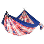 Equip Outdoors Portable Camping Hammock, Hanging Kit Included, One Person Hammock, Red White And Blue Plaid