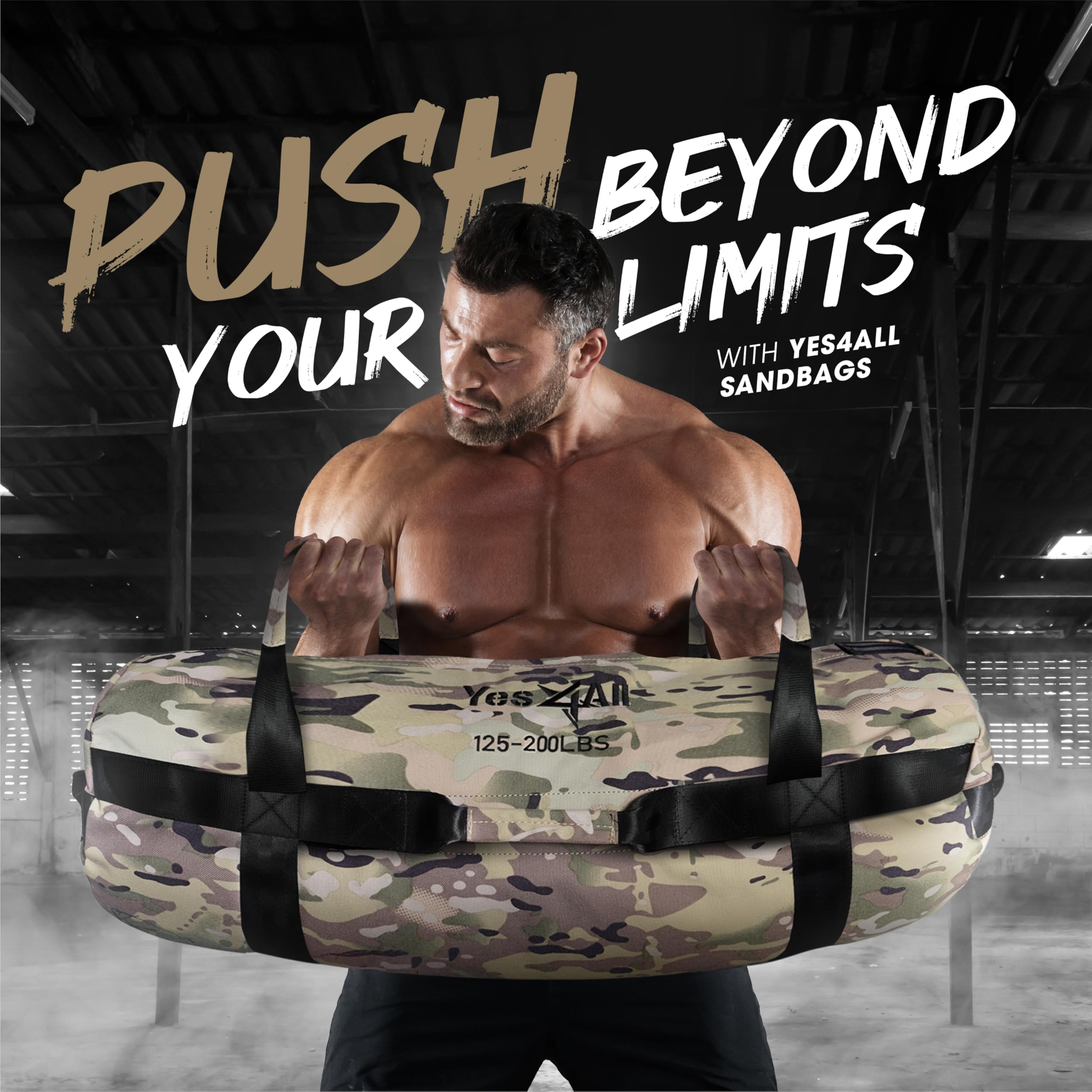 Yes4All Workout Sandbags, Heavy Duty Sandbags For Fitness, Conditioning, Mma & Combat Sports - Camouflage - M