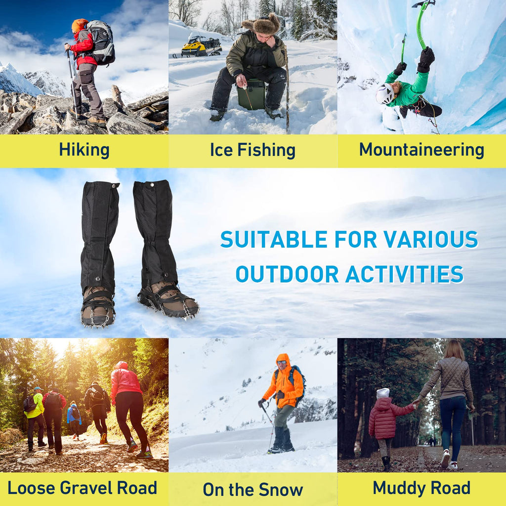 Gaiters For Women And Men Waterproof And Breathable, Adjustable Lightweight Gaiters For Hunting, Mountaineering, Snow Boots (Bla