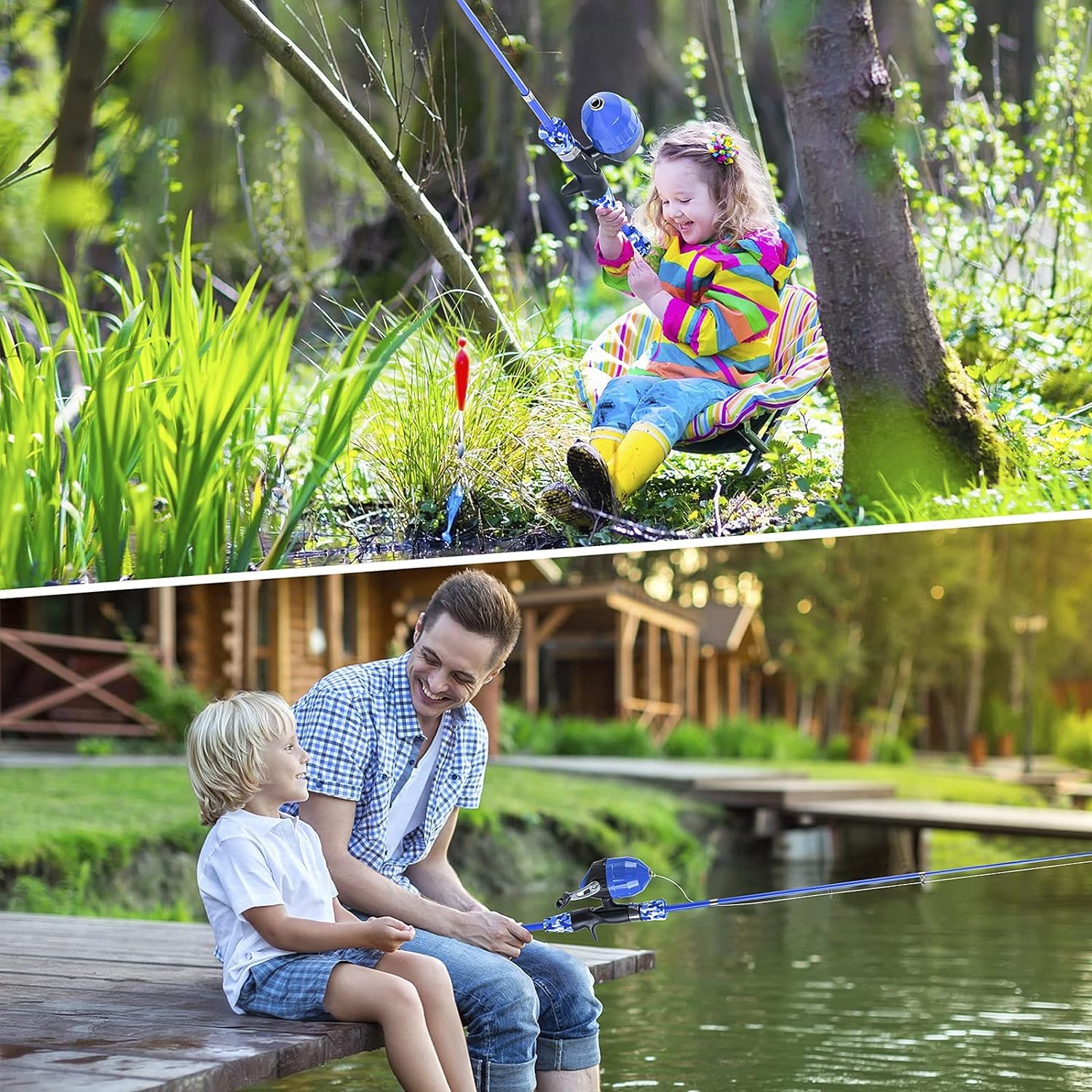 Milerong Kids Fishing Rod, Kids Fishing Pole Portable Telescopic Fishing Rod And Reel Combo Kit For Boys, Girls, Youth - With Sp