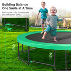 Lyromix 15FT Outdoor Trampolines for Kids and Adults, Pumpkin Trampolin with Curved Poles, Recreational Trampolin with Basketbal