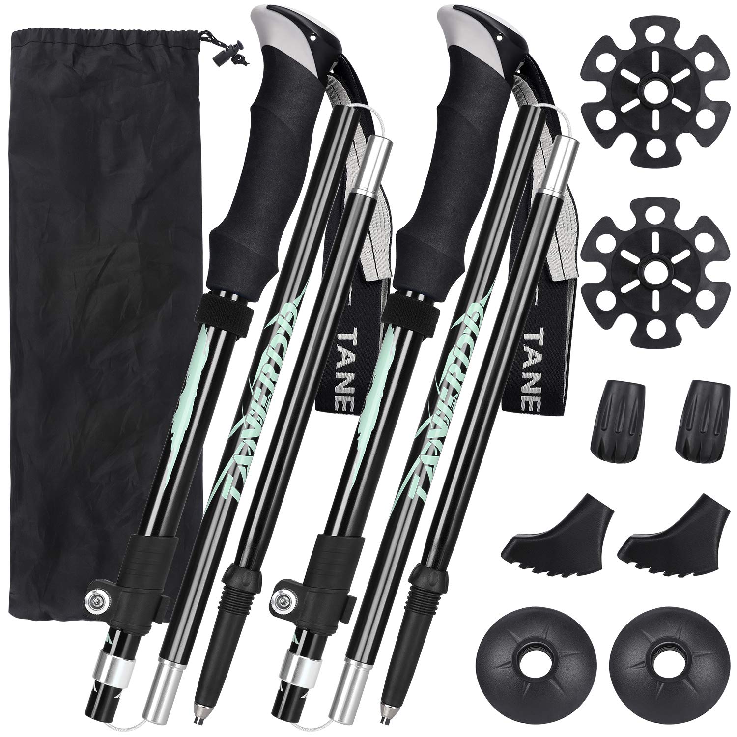 Esup Trekking Poles Collapsible For Hiking Aluminum Alloy 7075 Hiking Poles 2Pc Pack Adjustable Quick Lock For Hiking, Camping,