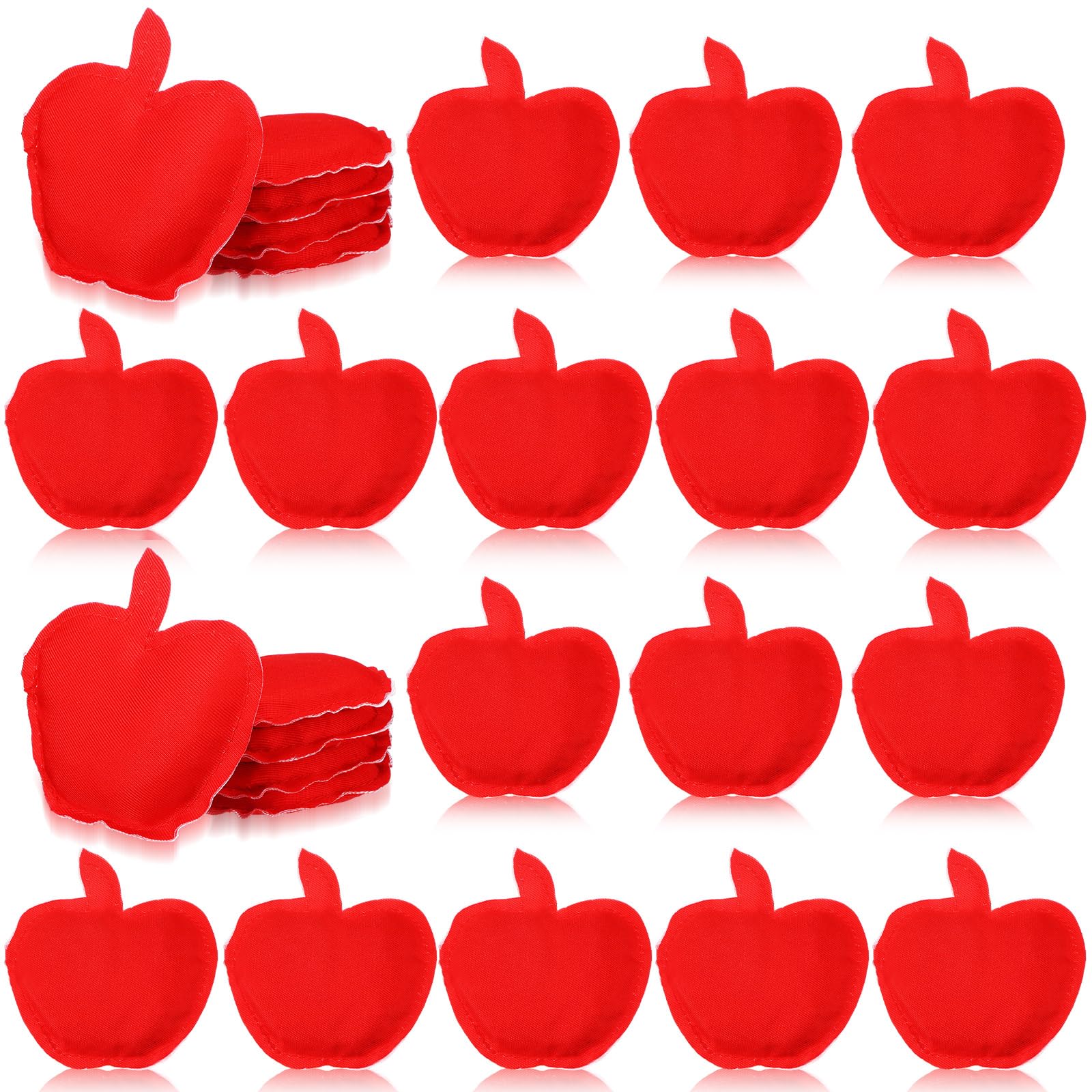 Foilswirl 24 Pcs Apple Shaped Bean Bags for Tossing, Red Apple Cornhole Bags Toss Mini Nylon Filled Dual Sided for Outdoor Famil
