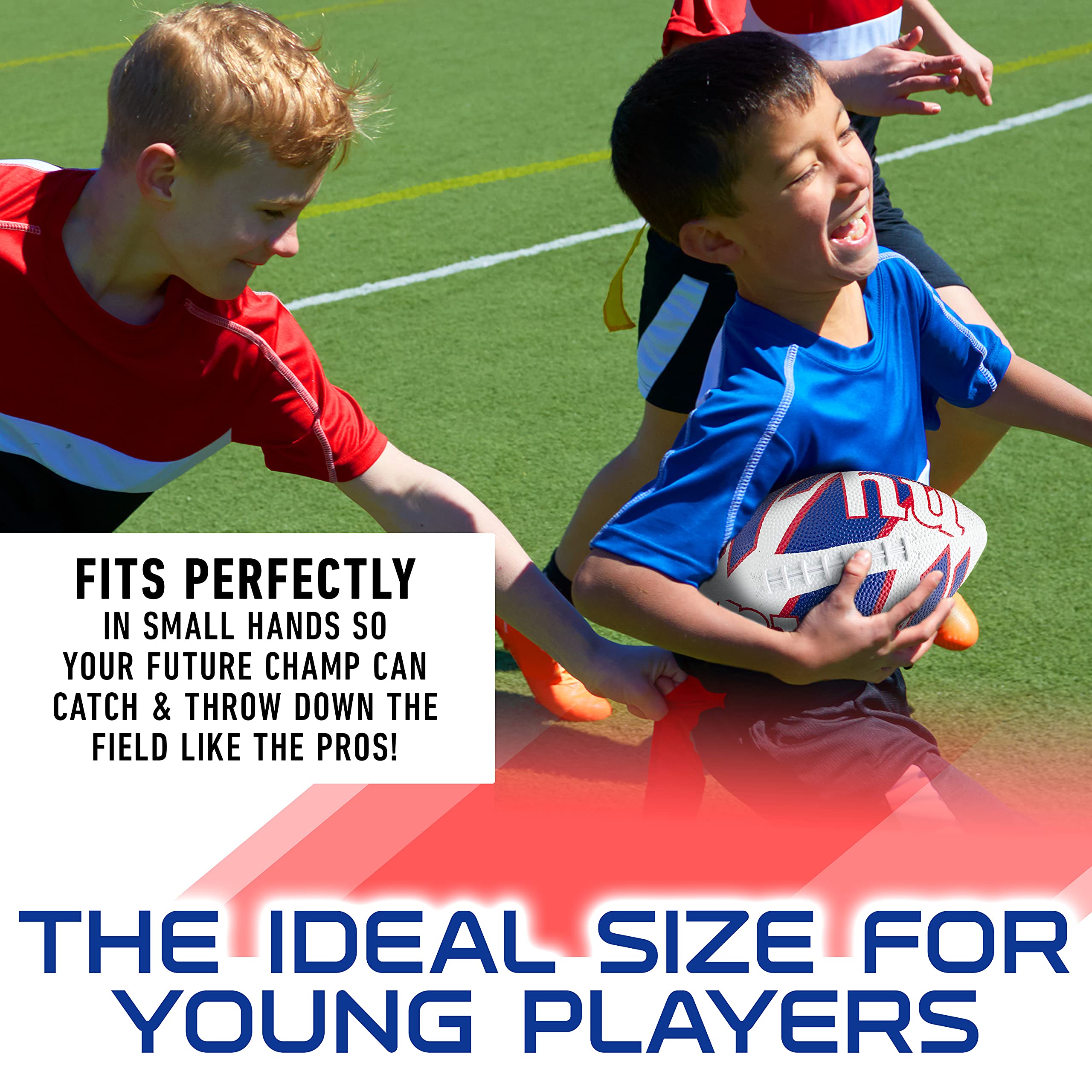Franklin Sports Nfl New York Giants Football - Youth Football - Mini 8.5'' Rubber Ball - Perfect For Kids - Team Logos And Color