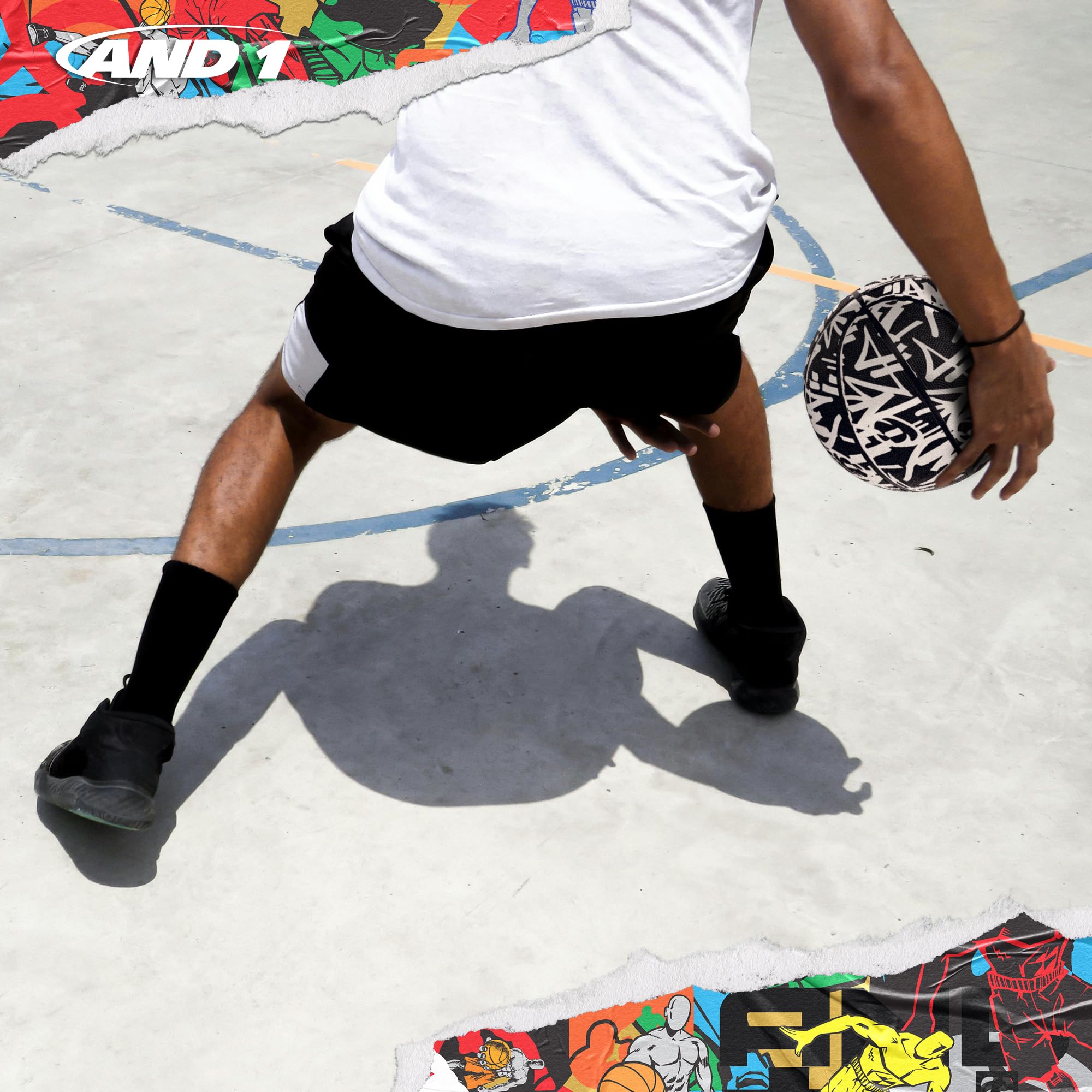 AND1 Fantom Graffiti Rubber Basketball: Official Regulation Size 7 (29.5 inches) Rubber Basketball - Deep Channel Construction S