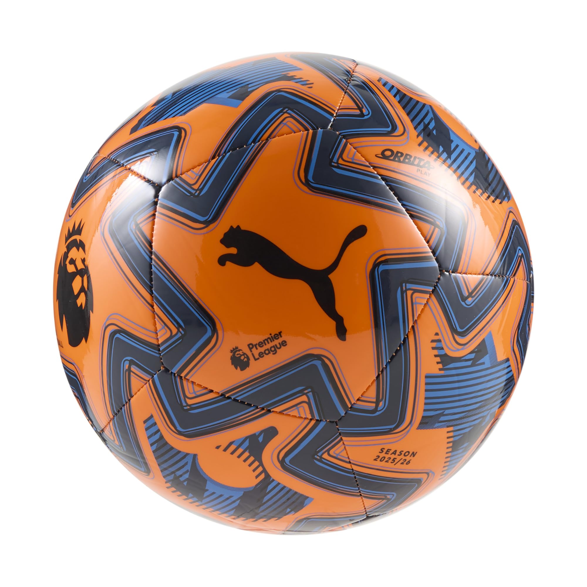 Puma Unisex Orbita Play Premier League Machine Stitched Soccer Ball, Orange Glo-Racing Blue- Black AH25, 4 Puma Orbita Play Pl B